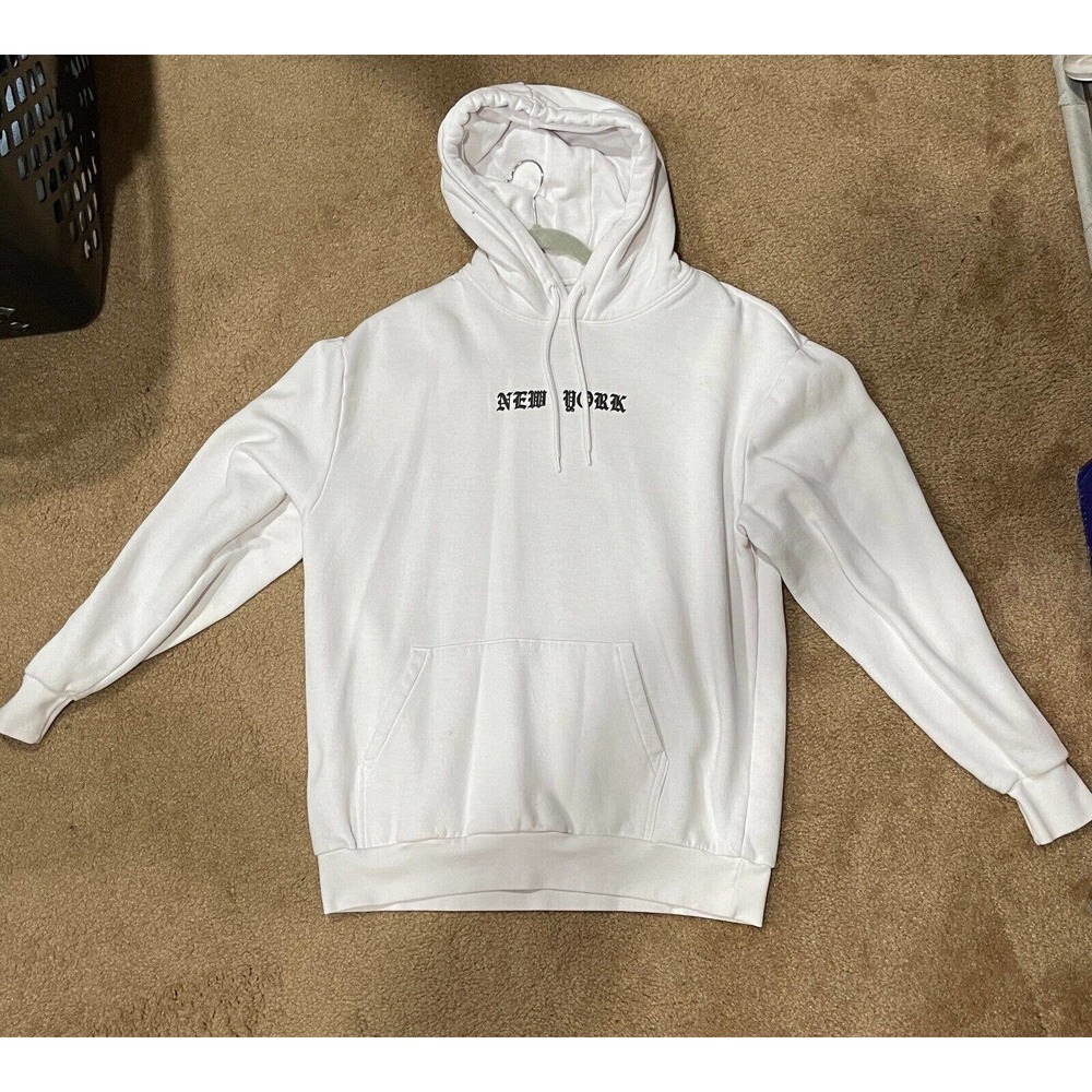 H&M New York White Hoodie Jacket Large Men's